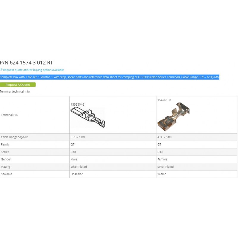 624 1574 GT 630 Unsealed 13782703 Mfg: Rennsteig Condition