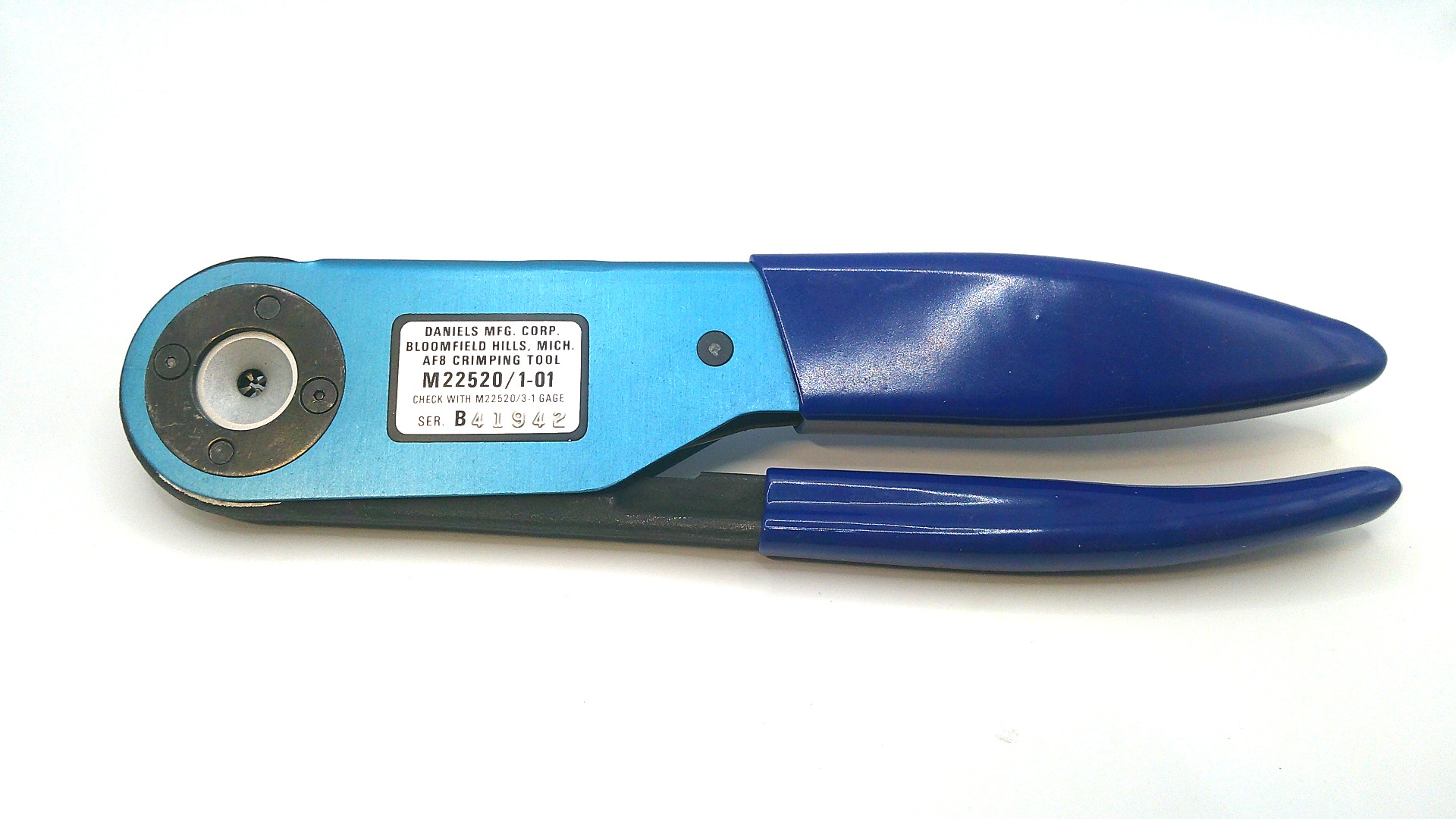 AF8 Crimp Tool M22520/1-01 Old Series Mfg: DMC Cond. New Surplus - Image 2
