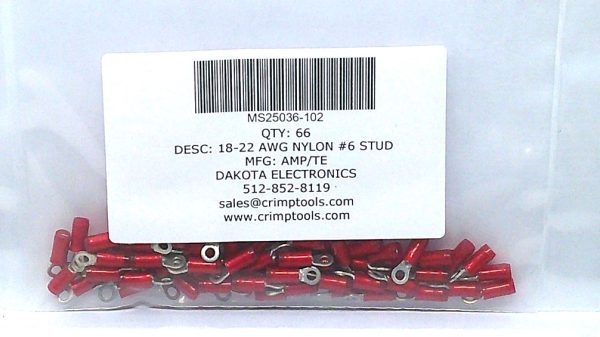 MS25036-102 Terminal 66 pcs Mfg. AMP/TE Condition: New Surplus