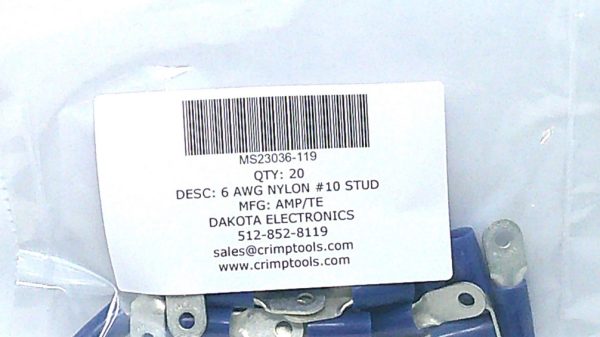 MS25036-119 Terminal 20 pcs Mfg. Amp/TE Condition: New Surplus