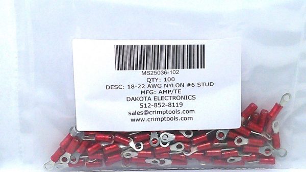MS25036-102 Terminal 100 pcs Mfg. AMP/TE Condition: New Surplus